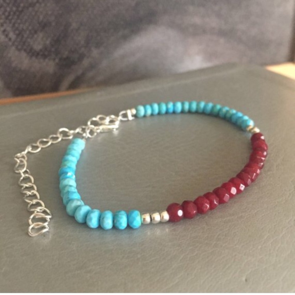 Sleeping beauty raspberry ruby bracelet Turquoise